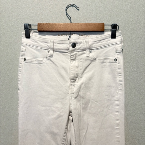 American Eagle Super Hi-Rise Flare Jeans White Split Hem Denim Size 4 - Picture 2 of 11